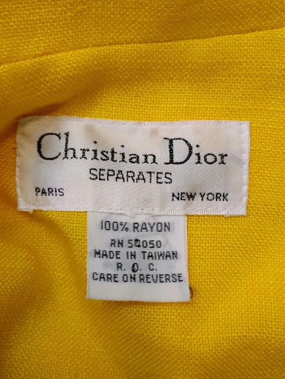 Christian Dior Canary Yellow Belted Blazer Jacket Vintage Size XL
